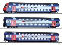 Tillig 70083 - H0 - 2-tlg. Set Doppelstockwagen 1./2. Kl., SBB, Ep. V-VI